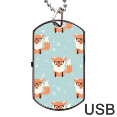 Cute Fox Pattern Dog Tag Usb Flash (two Sides) by Bigfootshirtshop