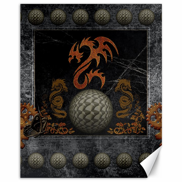 Awesome Tribal Dragon Made Of Metal Canvas 11  x 14  