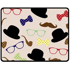 Moustache Hat Bowler Bowler Hat Fleece Blanket (medium)  by Celenk