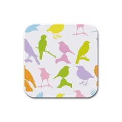 Birds Colourful Background Rubber Square Coaster (4 Pack)  by Celenk