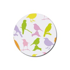 Birds Colourful Background Rubber Coaster (round)  by Celenk