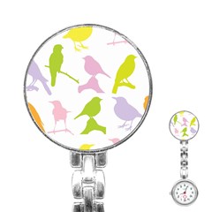 Birds Colourful Background Stainless Steel Nurses Watch by Celenk