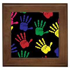 Handprints Hand Print Colourful Framed Tiles by Celenk