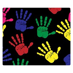 Handprints Hand Print Colourful Double Sided Flano Blanket (small)  by Celenk