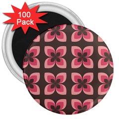 Floral Retro Abstract Flowers 3  Magnets (100 Pack) by Celenk