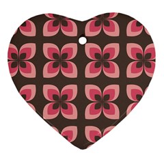 Floral Retro Abstract Flowers Heart Ornament (two Sides) by Celenk