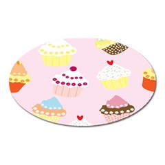 Cupcakes Wallpaper Paper Background Oval Magnet