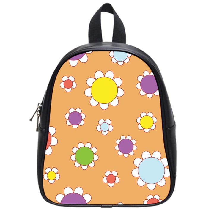 Floral Flowers Retro 1960s 60s School Bag (Small)