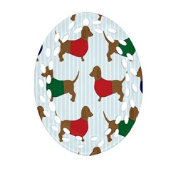 Dachshund Dog Cartoon Art Ornament (oval Filigree)