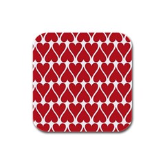 Hearts Pattern Seamless Red Love Rubber Square Coaster (4 Pack)  by Celenk