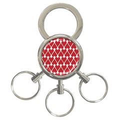 Hearts Pattern Seamless Red Love 3-Ring Key Chains