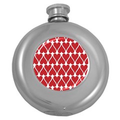 Hearts Pattern Seamless Red Love Round Hip Flask (5 oz)