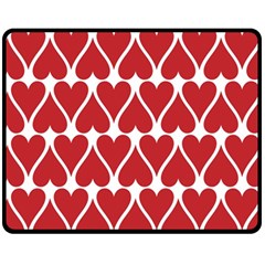 Hearts Pattern Seamless Red Love Fleece Blanket (Medium) 