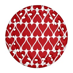 Hearts Pattern Seamless Red Love Round Filigree Ornament (Two Sides)