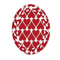 Hearts Pattern Seamless Red Love Ornament (Oval Filigree)