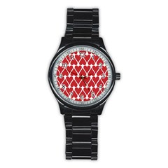 Hearts Pattern Seamless Red Love Stainless Steel Round Watch