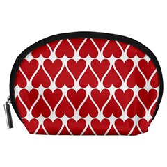 Hearts Pattern Seamless Red Love Accessory Pouches (Large) 