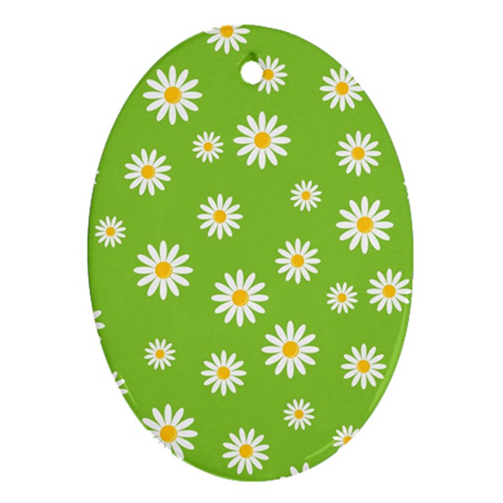 Daisy Flowers Floral Wallpaper Oval Ornament (Two Sides)