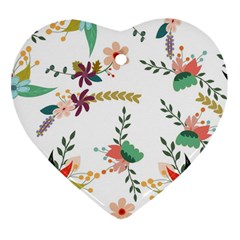Floral Backdrop Pattern Flower Heart Ornament (two Sides) by Celenk