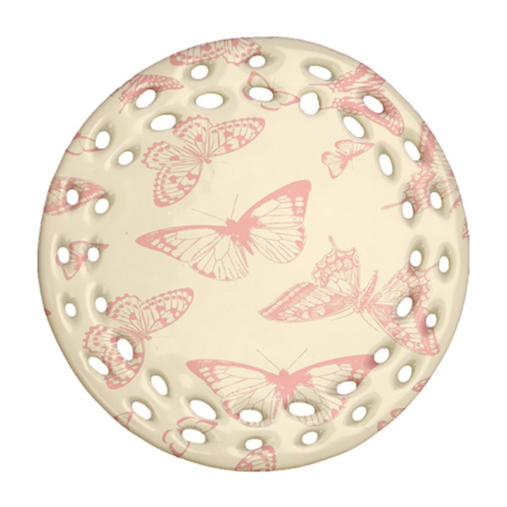 Butterfly Butterflies Vintage Round Filigree Ornament (Two Sides)