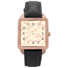 Butterfly Butterflies Vintage Rose Gold Leather Watch  by Celenk