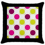 Polka Dots Spots Pattern Seamless Throw Pillow Case (Black) Front