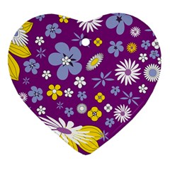 Floral Flowers Wallpaper Paper Ornament (Heart)