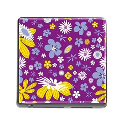 Floral Flowers Wallpaper Paper Memory Card Reader (Square)