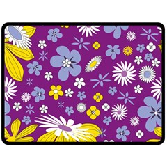 Floral Flowers Wallpaper Paper Fleece Blanket (Large) 