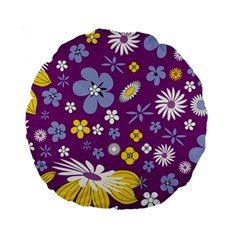 Floral Flowers Wallpaper Paper Standard 15  Premium Round Cushions