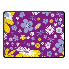 Floral Flowers Wallpaper Paper Double Sided Fleece Blanket (Small) 