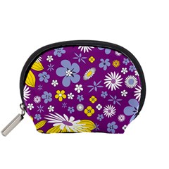 Floral Flowers Wallpaper Paper Accessory Pouches (Small) 