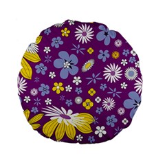 Floral Flowers Wallpaper Paper Standard 15  Premium Flano Round Cushions