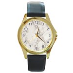 Marble Background Backdrop Round Gold Metal Watch Front