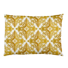 Gold Pattern Wallpaper Fleur Pillow Case (two Sides) by Celenk