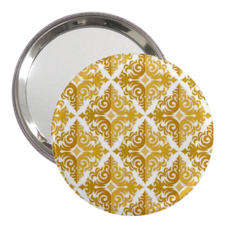 Gold Pattern Wallpaper Fleur 3  Handbag Mirrors