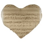 Vintage Beige Music Notes Large 19  Premium Heart Shape Cushions Back