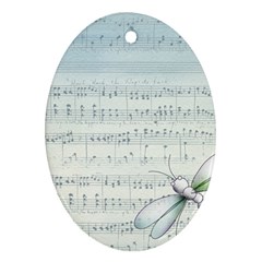 Vintage Blue Music Notes Oval Ornament (two Sides) by Celenk