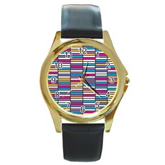 Color Grid 01 Round Gold Metal Watch
