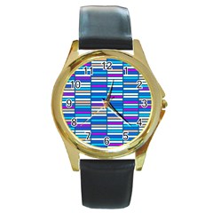 Color Grid 04 Round Gold Metal Watch