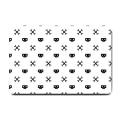 Black Pixel Skull Pirate Small Doormat  by jumpercat