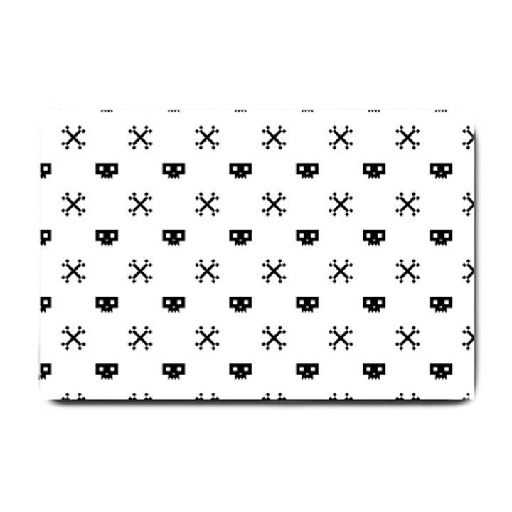 Black Pixel Skull Pirate Small Doormat 