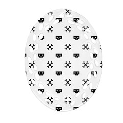 Black Pixel Skull Pirate Ornament (oval Filigree) by jumpercat