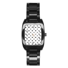 Black Pixel Skull Pirate Stainless Steel Barrel Watch by jumpercat