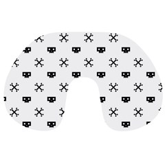 Black Pixel Skull Pirate Travel Neck Pillows