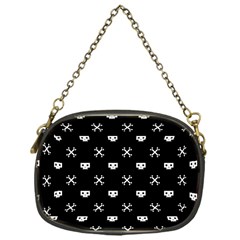 White Pixel Skull Pirate Chain Purses (one Side) 