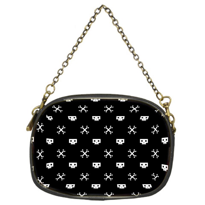 White Pixel Skull Pirate Chain Purses (One Side) 