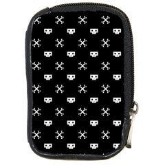 White Pixel Skull Pirate Compact Camera Cases by jumpercat