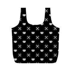 White Pixel Skull Pirate Full Print Recycle Bags (m)  by jumpercat