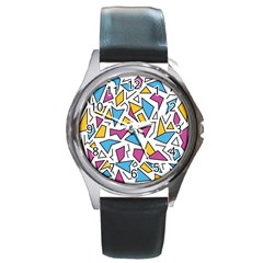 Retro Shapes 01 Round Metal Watch